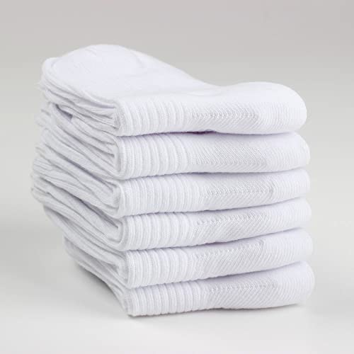 Cotton Day Unisex Little Kids Youth Boys Girls Soft Cotton Crew School Dress Socks 6 Pack 4-6 Years (Ribbed White 6) #TOP4