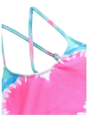 Image of WDIRARA Girl's Tie Dye Heart Print Bikini Set 2 Piece Swimsuits Spaghetti Strap Bathing Suits