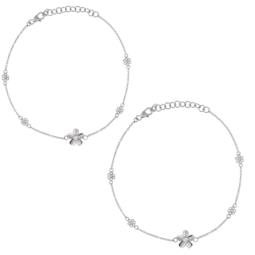Image of ROOVI 925 Silver Anklet (2 Pieces) I Gifts for Girlfriend, Gifts for Women & Girls| With Certificate of Authenticity and 925 Stamp