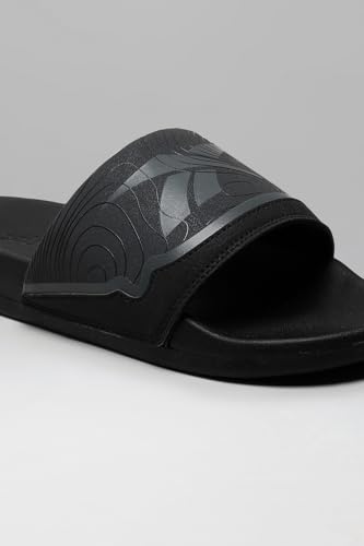 Image of Pu Slide Forel Slide - Men Black Sandals & slippers