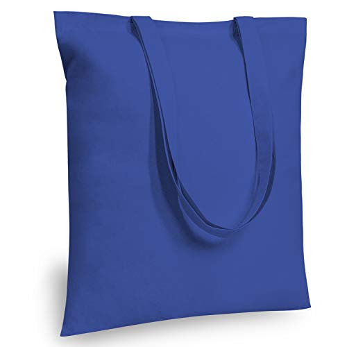 Image of TOPDesign 6-Pack Economical 16 inchx15 inch Blue Cotton Tote Bag, Lightweight Medium Reusable Grocery Shopping Cloth Bags, Suitable for DIY, Advertising, Promotion, Gift, Activity
