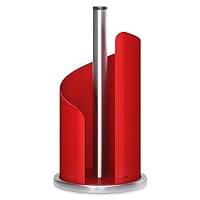 Support Essuie-Tout Non Fixe Relaxdays Acier Inoxydable Rouge-Argenté - Barre D'Arrêt