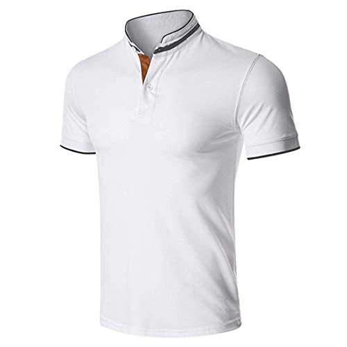 YCUEUST Cuello Henley Polo Hombre Manga Corta Casual Botón Tops Blanco L Cover
