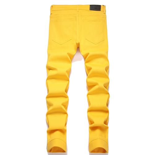 Men's Fashion Washed Perforated Elastic Slim Fit Jeans2