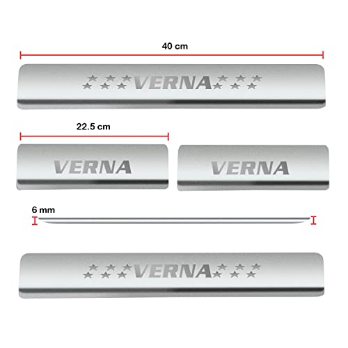 Image of Atteen Smart Door Sill /Foot Step Stainless Steel Plates Compatible with Hyundai Verna Fludic 2014-2017 (Set of 4 Pcs)