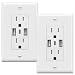 TOPGREENER 5.8A Ultra High Speed USB Type-C/A Wall Outlet, 15A Tamper-Resistant Receptacles, Compatible with iPhone XS/MAX/XR/X, Samsung Galaxy S9/S8/S7, LG, HTC & more, UL Listed, TU21558AC3, 2 Pack