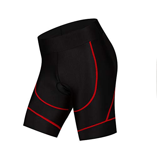 Weimostar Cycling Shorts Women Gel Padded Bicycle Riding Pants Bike Biking Clothes Cycle Wear Tights Red Black Size M