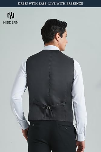 Image of HISDERN Mens Suit Vest Business Casual Dress Waistcoat Vest Solid Color Formal Wedding Vests for Suits or Tuxedo