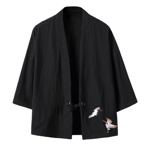 Bollrllr 2024 Men's Embroidered Haori Kimono Harajuku Large Size Cardigan Yukata Asian Style Clothing