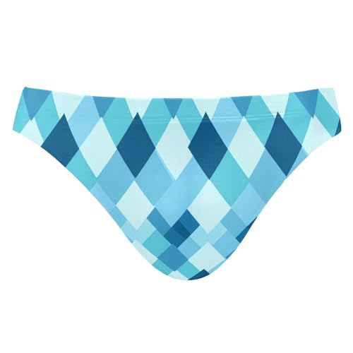 Blue Buffalo Check Plaid Swim Briefs for Men Swimsuit Bikini Swimwear S B0403956