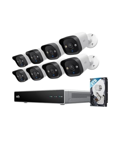Image of eufy PoE NVR Security System E40,24 /7 Recording,Up to 16CH, 2TB HDD, 8 4K Bullet Cams, Wired Outdoor Cam, 4K UHD, 122 FOV, Color Night Vision,AI Detection, Red and Blue Strobe