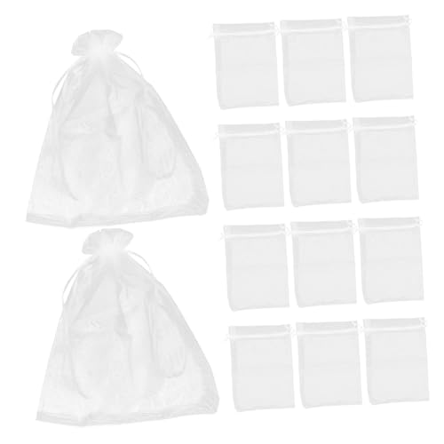 BESPORTBLE 40 Piezas Bolsas de Malla Protectora para Frutas Unidades Blancas con Cordón Redes para Jardín contra Insectos Protección para Tomates Mangos Uvas y Huertos Pequeños