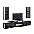 AMERLIFE Wall Unit Entertainment Center with Fireplace and Storage, Includes 80" 2-Tier Fireplace TV Stand, 2 x Wall Cabinets & 2 x End Tables, Modern LED Lights TV Console for Living Room, Black