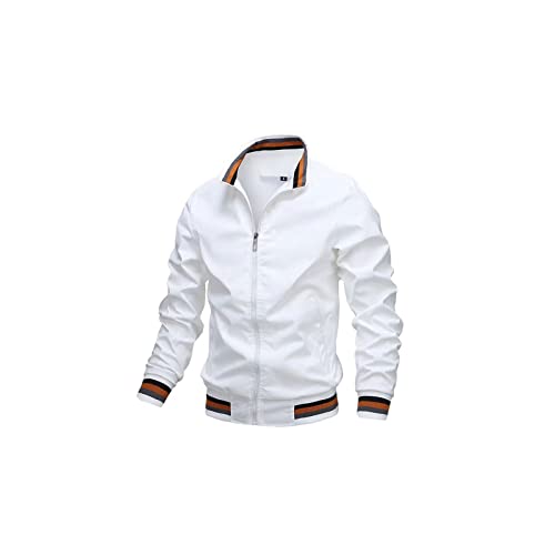 ETZRYSYB Chaqueta para hombre con logotipo de coche, chaqueta con estampado de logotipo de coche, chaqueta de aprendizaje para hombre, chaqueta para exteriores, cortavientos, blanco, XXL183-90