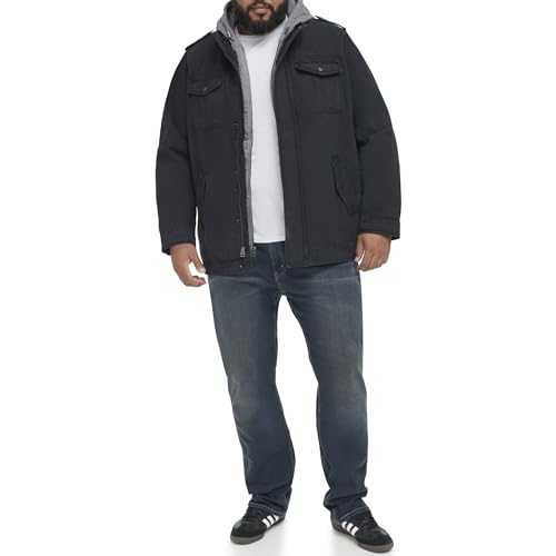 Image of Levi's Men's Washed Cotton Hooded Military Jacket (Regular & Big & Tall Sizes)