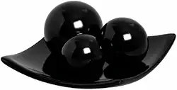 Centro de Mesa Prato 3 Esferas em Cerâmica Decor - Black