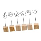 ROMISBABA 6 pièces Porte-photo Clips Bois Naturel avec Support Base Pinces Note et Attach...