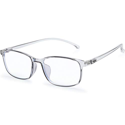 The Fresh Kids Blue Light Blocking Glasses Silicone Flexible TR-90 Frame, Computer Gaming TV Phone Glasses for Boys Girls Age 3-14 (4-14 yr-old, B0204 Crystal Grey)