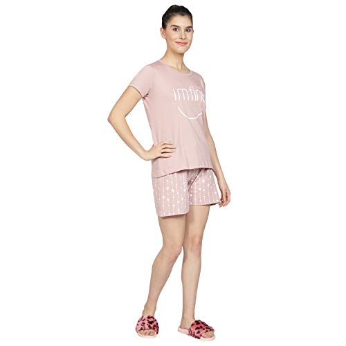 Image of Club A9 Women Cotton Regular Fit T-Shirt and Shorts Night Suit | Two Piece Set (Lime Green)