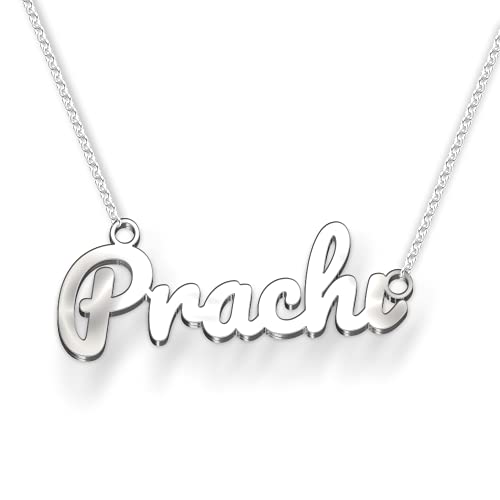Image of Prachi Cursive Gold & Silver Name Pendant Necklace, Best Jewelry Gift for Girls.