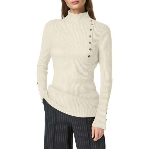 Womens Sweater Mock Neck Fitted Long Sleeve Ribbed Knit Pullover Tops - image 1