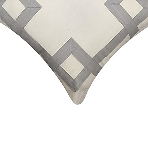 Image of SAJAVAT HOME CC448A Cotton Embroidery Cushion Cover (Pack of 1) Exclusive Edition 18x18 INCHES / 45x45 cm Off White (White, Cotton)