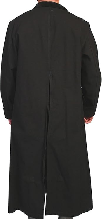 Men's western gunfighter cowboy old Vest mens black denim Cotton long coat duster Full Length Jackets