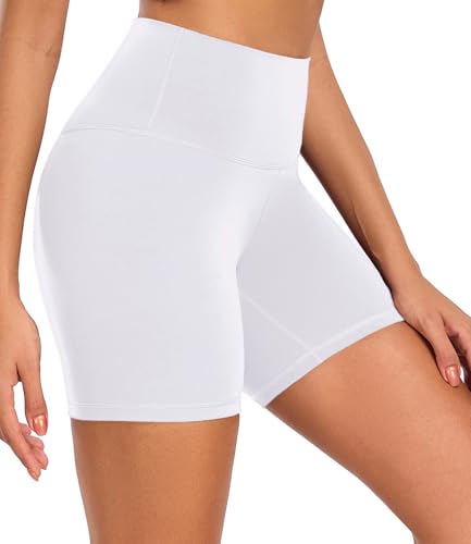wirarpa Pantalones Cortos Deportivos para Mujer Pantalones Cortos de Yoga de Cintura Alta Mallas Cortas de Mujer para Yoga Correr Fitness Ciclista Gym Running Blanco Talla Extra Grande