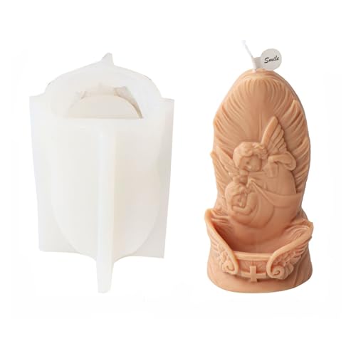 Xidmold Feather Angel Candle Mould, Angel Silicone Mold for Resin Casting, Soy Wax Candle, Soap, Sculpture, Polymer Clay, Plaster, DIY Crafts (Feather)