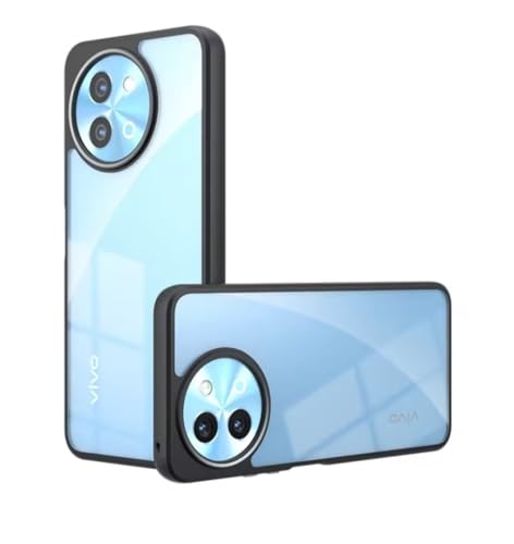 Image of REALCASE Back Cover Case for VIvo T3x 5G / Vivo Y58 5G | Slim Fit Hard PC Back & Soft TPU Bumper | Protective Shockproof Scratch Resistant Case for VIvo T3x 5G / Vivo Y58 5G (Black+Clear)