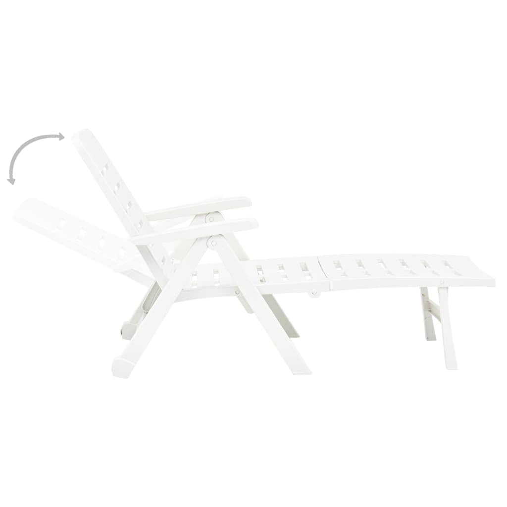 Générique Chaise Longue Pliable Plastique Blanc, Meubles, Mobilier de Jardin, Sièges de Jardin, Bains de Soleil, Blanc, (Poids 12.55KG)