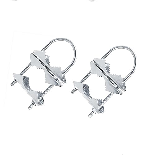 Mast Clamp Double Antenna Heavy Duty Mast Mount Bracket Kit 304 Stainless Steel for Yagi WiFi TV CB Ham Antenna 2 Sets