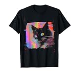 Psychedelic Trippy Glitch Cat | 80s 90s Vaporwave Synthwave T-Shirt