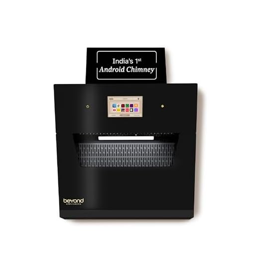 Beyond Appliances Eris 60cm Auto Clean Slant Kitchen Chimney | 1500 CMH Suction | Filterless | Smart Touchscreen Display | Touch Control | Black | PAN INDIA SERVICE