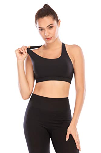 Running Girl Sports Bra For Women, Criss-Cross Back Padded Strappy Sports Bras Medium Support Yoga Bra With Removable Cups (Wx2575.Black-1, M) #TOP6