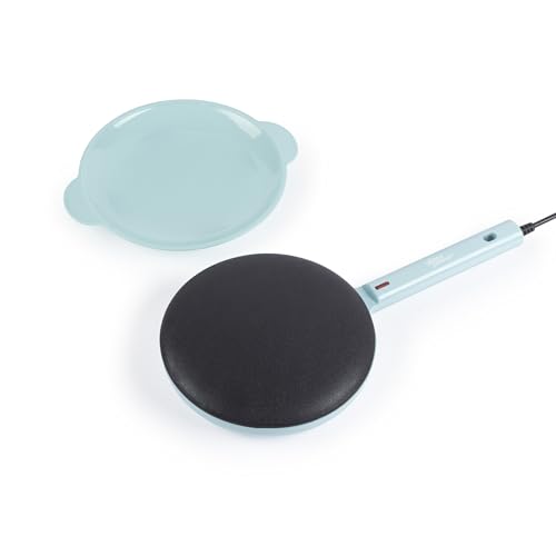 Giles & Posner Appareil à Crêpes Portable – Plaque en Aluminium 20 cm, Revêtement Antiadhésif Sans PFAS, Voyants Prêts, Crêpes Instantanées, Avec Poignée, Bol...