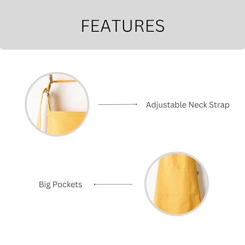 Image of Uni Plain Apron Title - 100% Cotton Kitchen Apron For Women & Men | Uni Plain, (28 inch X32 inch) | Durable Apron with Spacious Pocket - Perfect Kitchen Set for Home or Professional Use
