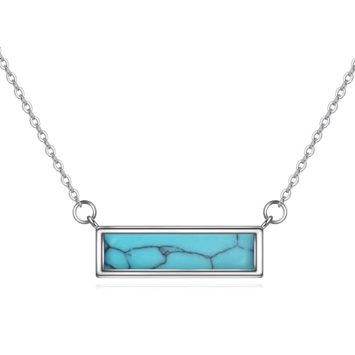 Larimar/Turquoise/Moonstone/Opal/Black Onyx Bar Choker Necklace for Women Sterling Silver Bar Jewelry - Main Image