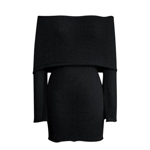 Mini robe décontractée épaules dénudées avec revers surdimensionné