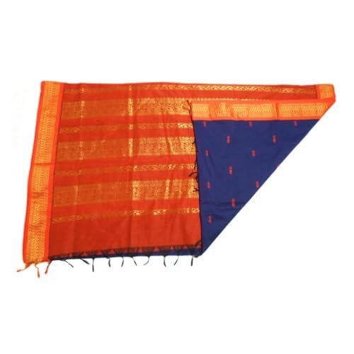 Image of Pure Kalyani Cotton Saree | Zari Border & Blouse Piece - Lata Gadwal Design | Traditional Saree