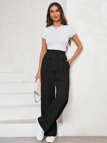 KORSIS Women's Wide Leg Lounge Pants Lightweight High Waisted Loose Work Elastic Casual Outfits Trousers with Pockets (S-2XL)3