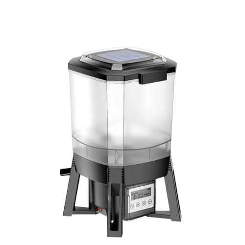 AOUCN 魚の自動給餌器,水槽、ソーラー給餌器、鯉の池、スマートタイマー給餌、屋外の大きな池 (CFF-206(ソーラーエネルギー))