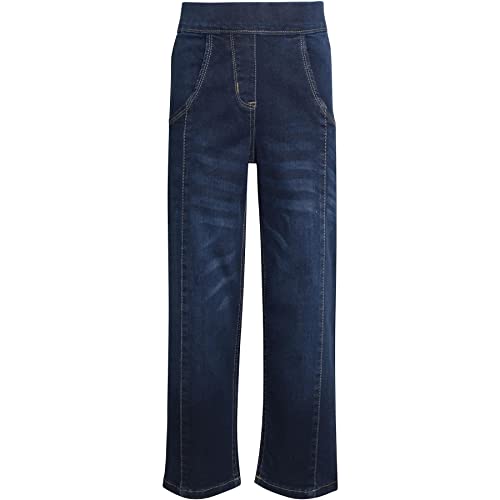 Kids Girls Relaxed Straight Fit Boot Cut Dark Blue Baggy Jeans Elastic Waist Stretch Pants Flared Jeans Straight Leg Trousers