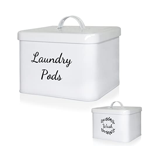 Metall Wäsche waschen Pods Trockner Blatt Halter mit Deckel für Wäsche Zimmer Dekor & Organisation Zubehör, LyTaispuly Bauernhaus Perlen Container mit Griff, große moderne Aufbewahrungsbox Cover