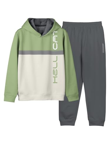 Image of HELLCAT Printed Cotton Blend Full sleeve Hoodie T-shirt Jogger Trackpant Clothing Set for Boys