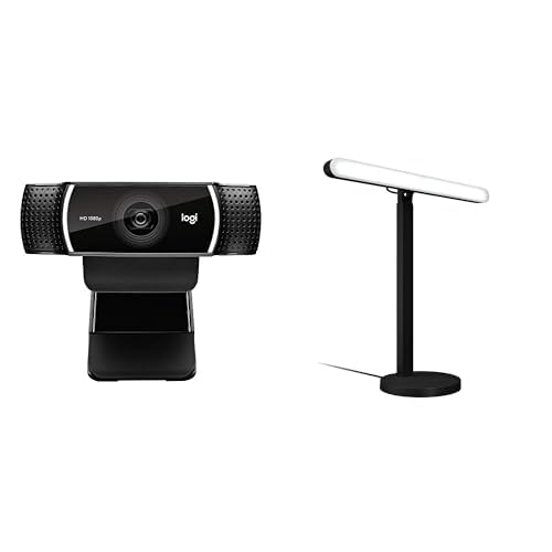 Logitech C922x Pro Stream Webcam + Logitech G Litra Beam Premium LED Gaming Key Light with TrueSoft, Adjustable Desktop Mount, Brightness/Color Temp Settings, Desktop App Control for PC/Mac