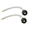 Solimeta 15 Inch RV Propane Pigtail Hose, 1/4 NPT RV Propane Hose, Stainless Braided RV Propane Hose Connector, 2 Pack