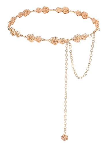 CHIC DIARY Women Chain Belt Metal Waist Belt Rose Chain Belt Belly Link for Dresses and Jeans4