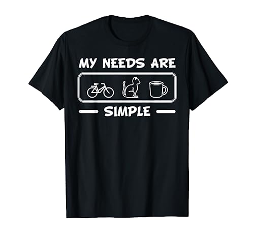 My Needs Are Simple Bicycle Cat Coffee Bike Kitten Biker Men Women Kids T-Shirt