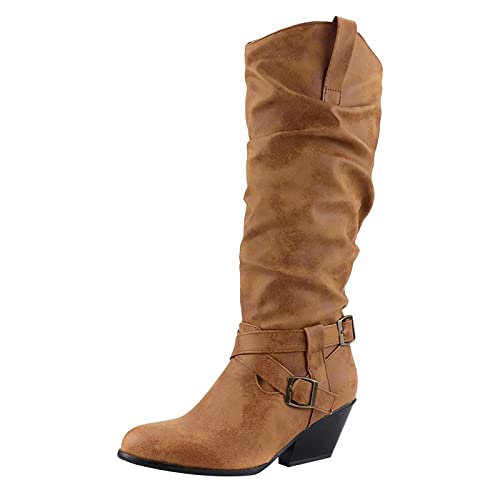 Bottes rétro à talons pour femme avec fermeture éclair pour l'hiver
